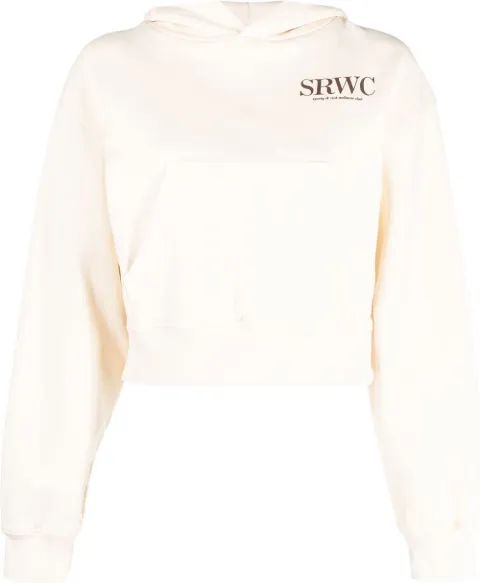 Sporty & Rich logo-print cotton hoodie Neutrals HO621