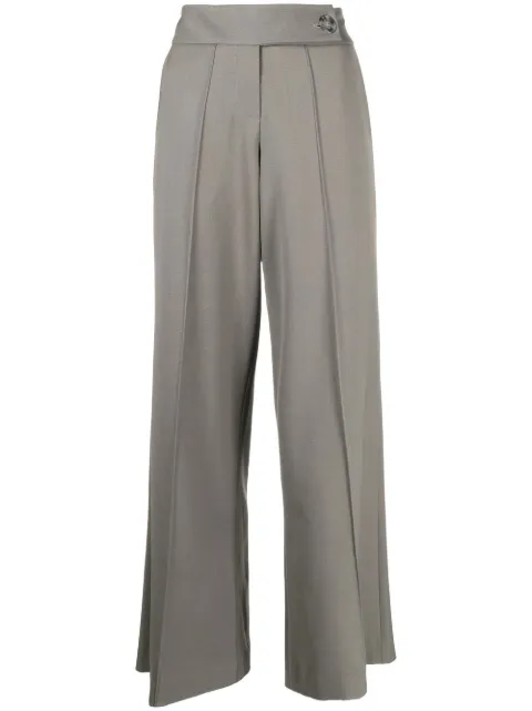 0711 seamed wide-leg trousers Green 711DR112