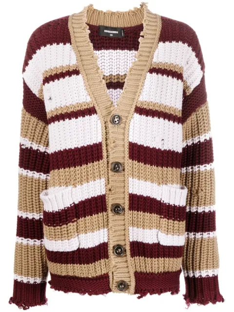 DSQUARED2 striped buttoned cardigan Brown S72HA1126S18096