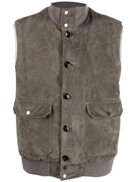 Kiton feather-down suede padded gilet Brown UW1260AV0385B04004