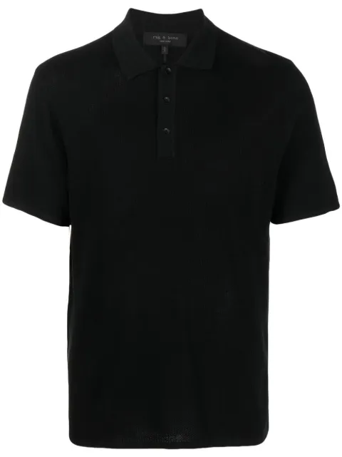 rag & bone short-sleeve knitted polo shirt Black MBS22S018KI18