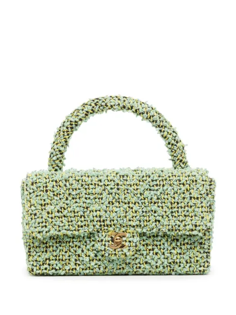 CHANEL Pre-Owned 1995 tweed Classic Flap handbag Green 3004213