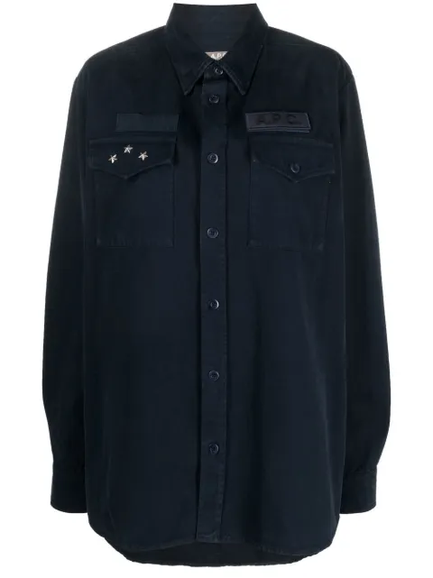 A.P.C. stud-embellished long-sleeve jacket Blue COFCIM02778