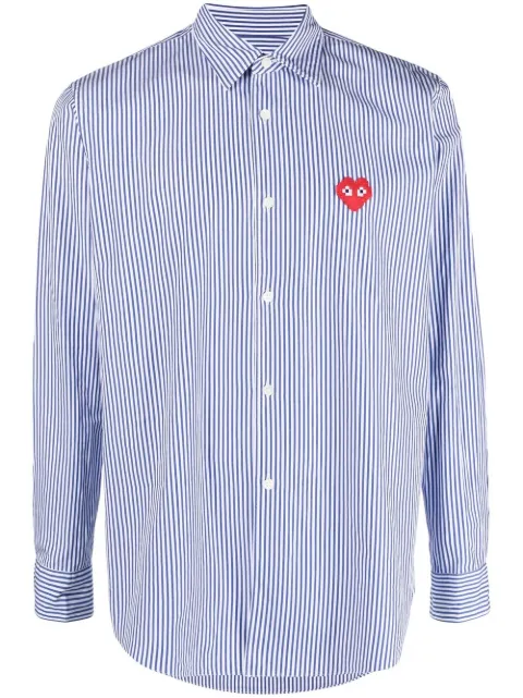 Comme Des Garçons Play embroidered-logo striped shirt Blue P1B024