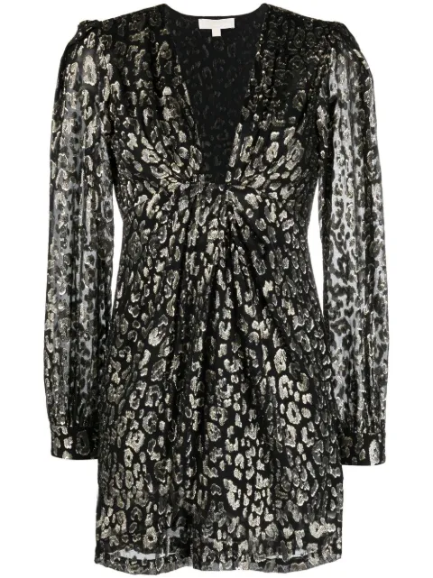 Michael Michael Kors leopard jacquard mini dress Black MF2818M6MU