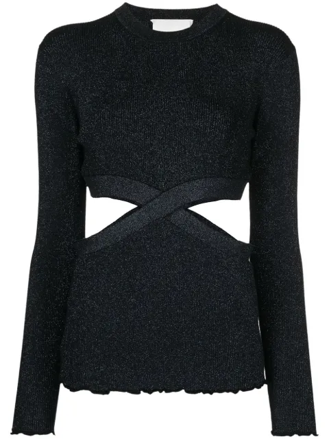 3.1 Phillip Lim lurex cut-out knitted top Black E2317399MLR