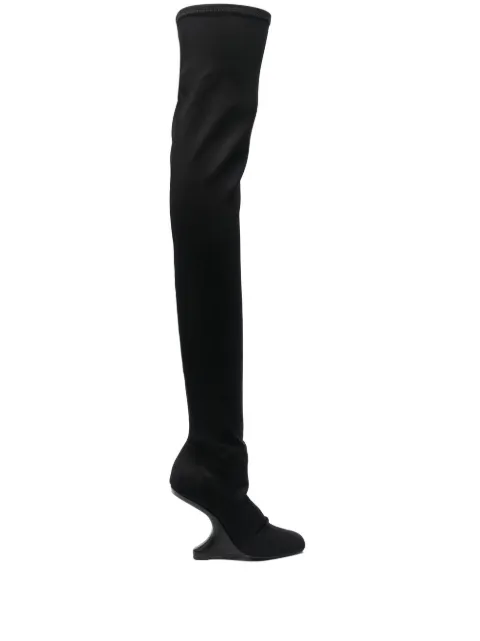Rick Owens Lilies Cantilever 11 thigh-high boots Black LI01C3801NEO
