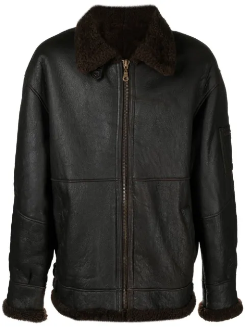 A.N.G.E.L.O. Vintage Cult 2000s zip-front sheepskin jacket Brown ANG720TO