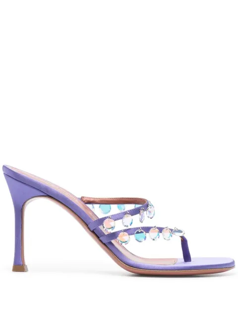 Amina Muaddi Tina 105 mm crystal sandals Purple TINASLIPPERSATIN