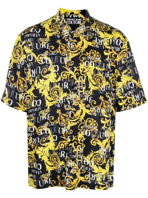 Versace Jeans Couture baroque-print short-sleeve shirt Black 74GAL2B0NS219