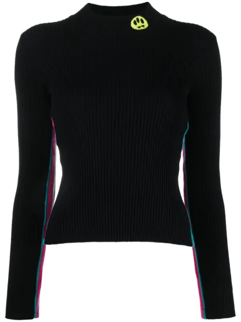 BARROW smiley-patch long sleeve jumper Black 032794