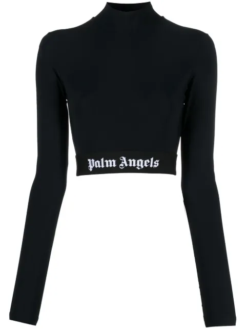 Palm Angels logo-underband crop top Black PWVO014C99FAB0011001