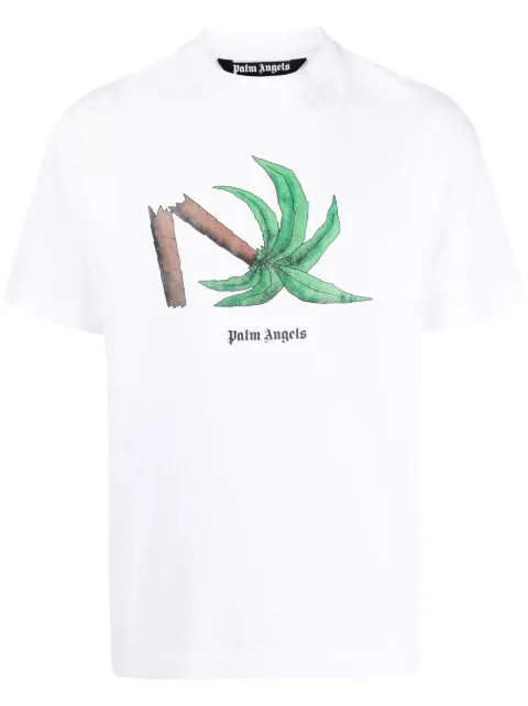Palm Angels Broken Palm print T-shirt White PMAA001S22JER022