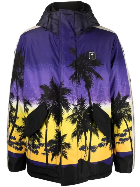 Palm Angels sunset-print hooded jacket Purple PMKP001S23FAB0023710
