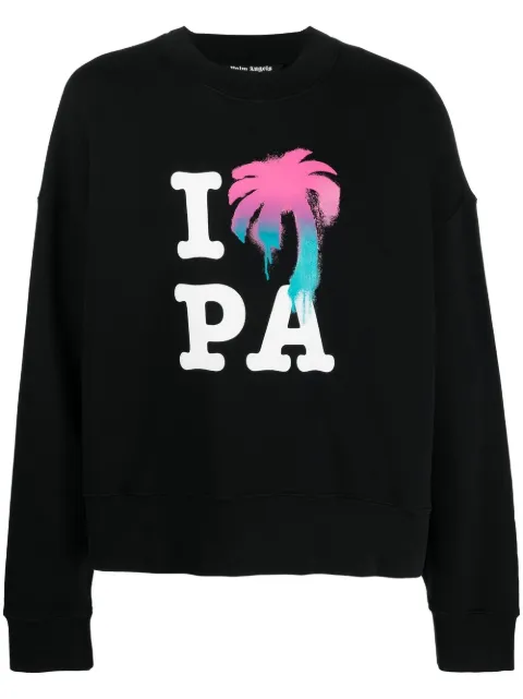 Palm Angels I Love PA crew-neck sweatshirt Black PMBA026S23FLE0021084