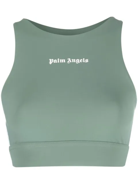 Palm Angels logo-print track top Green PWVO001C99FAB0025301