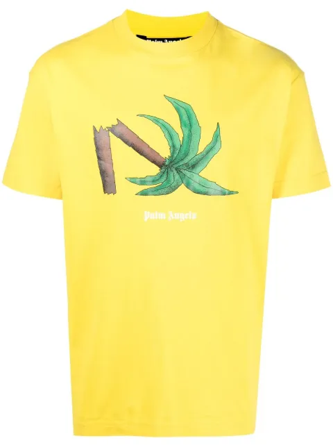 Palm Angels Broken Palm print T-shirt Yellow PMAA001C99JER0131855