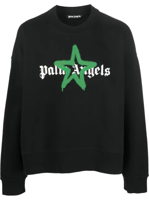 Palm Angels logo-print crew-neck sweatshirt Black PMBA026C99FLE0081055