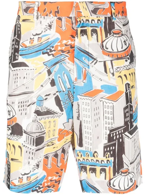 Moschino abstract-print cotton-blend shorts Grey A03122061
