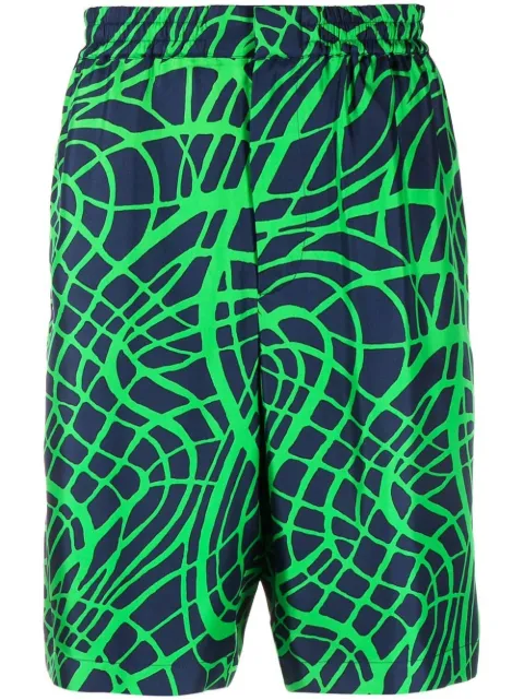 Moschino graphic-print tailored shorts Blue A03682059