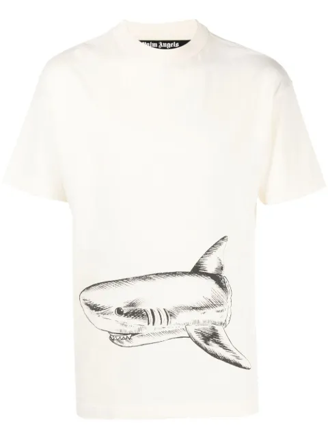 Palm Angels Broken Shark-print T-shirt Neutrals PMAA001S23JER0010410