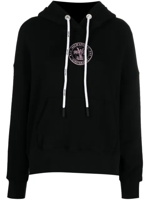 Palm Angels College logo-print hoodie Black PWBB023S23FLE003