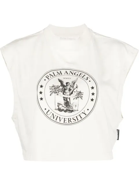 Palm Angels College logo-print muscle T-shirt Neutrals PWAC011S23JER0050410