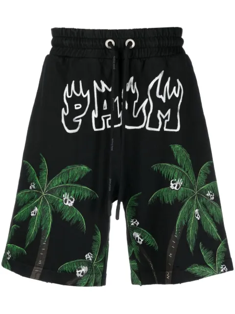 Palm Angels palm-print sweatshorts Black PMCI010S23FLE0041055