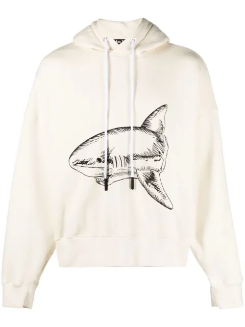 Palm Angels Broken Shark organic cotton hoodie Neutrals PMBB058S23FLE0070410