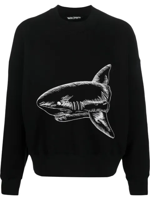 Palm Angels Split Shark crew-neck sweatshirt Black PMBA026S23FLE0061003