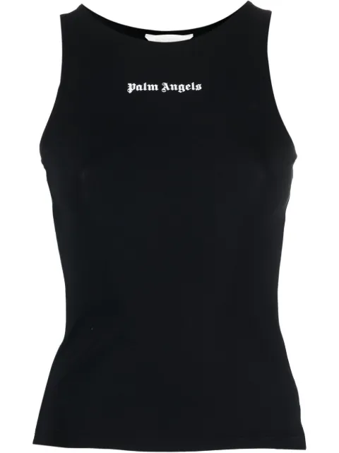 Palm Angels logo-print tank top Black PWVO016F22FAB001