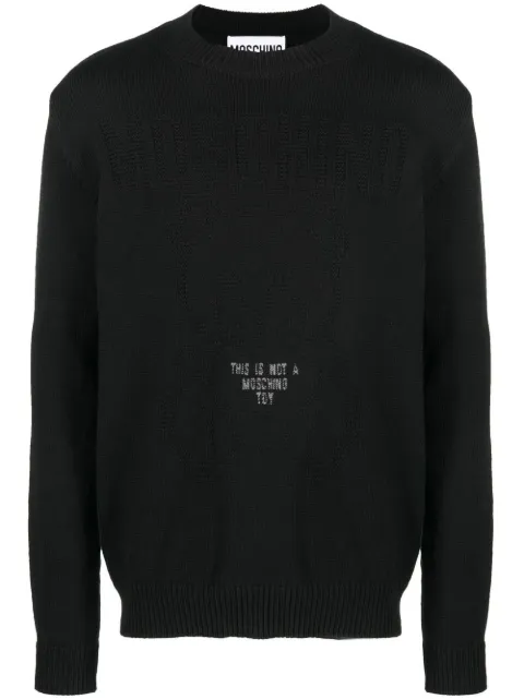 Moschino slogan-intarsia sweater Black V09262003