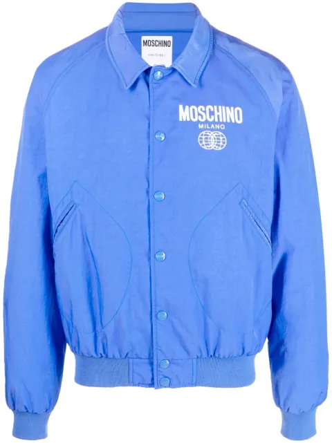 Moschino logo-print bomber jacket Blue A06322015