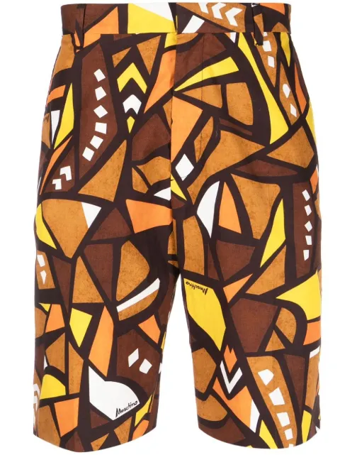 Moschino mosaic-print tailored shorts Brown A03162062