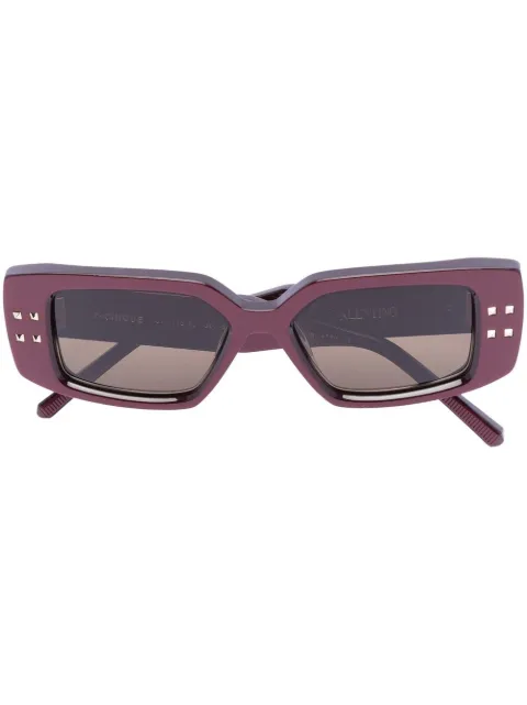 VALENTINO GARAVANI EYEWEAR Rockstud rectangle frame sunglasses Red VLS108B