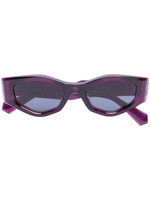 VALENTINO GARAVANI EYEWEAR Rockstud irregular-frame sunglasses Purple VLS101B