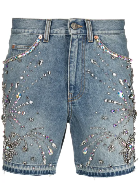 Gucci crystal-embellished denim shorts Blue 544688PCEXXDB83