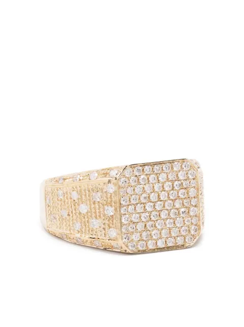 Yvonne Léon 9kt yellow gold diamond signet ring Gold MINICHEVAPRINCDIAOJ