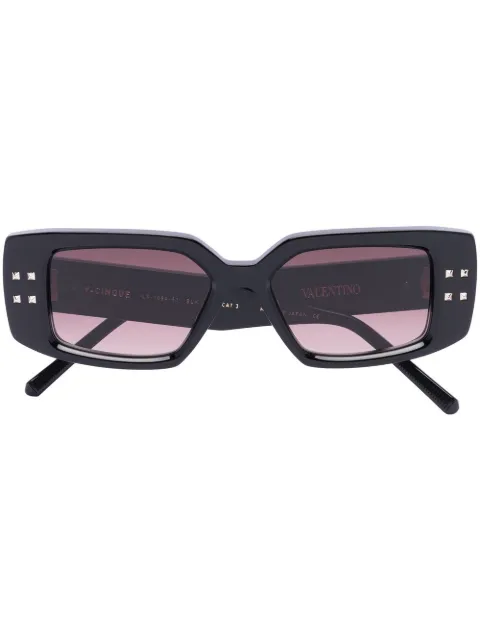 VALENTINO GARAVANI EYEWEAR Rockstud rectangle-frame sunglasses Black VLS108A