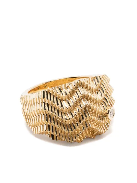 Yvonne Léon 9kt yellow gold diamond wave ring Gold CHEVABERLINGCRANTOJ