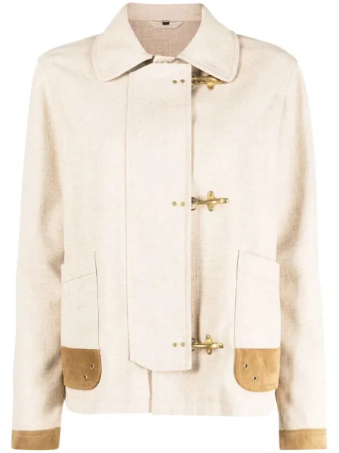 Fay contrasting-trim fitted jacket Neutrals NAW12463210UXO