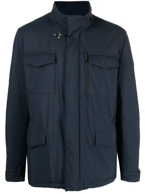 Fay multiple-pocket zip-fastening jacket Blue NAM19460130PGQ
