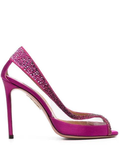 Aquazzura 105mm crystal-embellished pumps Pink CYTHIGS0SVDBGV