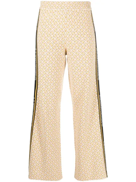 J.Lindeberg monogram-print logo-tape trousers White AWPA06944