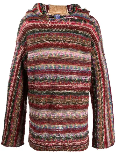 VITELLI striped recycled wool hoodie Red OKTA017RMONSTER
