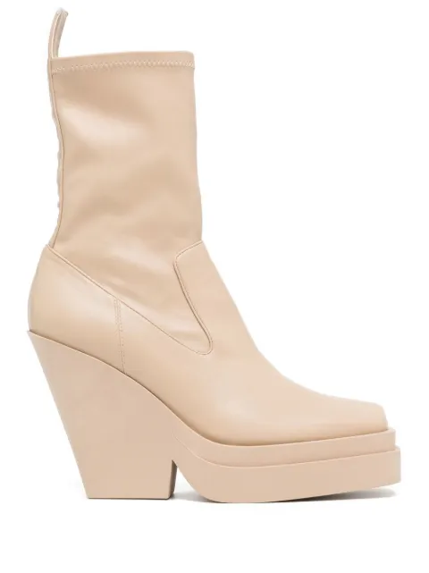 GIABORGHINI Texan 120mm tapered-heel ankle boots Neutrals GIA154300OATMIK