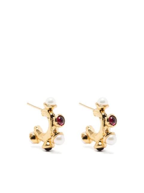 Alighieri 24K gold The Nocturnal garnet and pearl earrings Gold FJ5504A