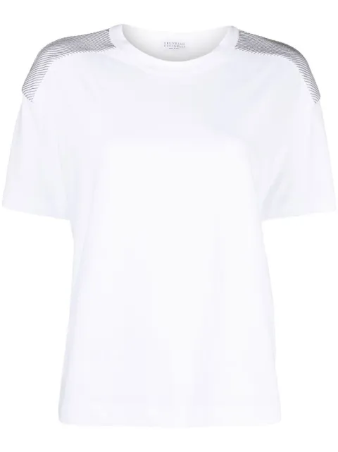 Brunello Cucinelli bead-trim short-sleeve T-shirt White M0T18BE420C159