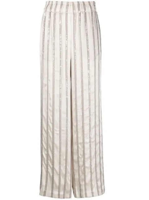 Brunello Cucinelli Striped high-waist trousers White MB951P8238C9443