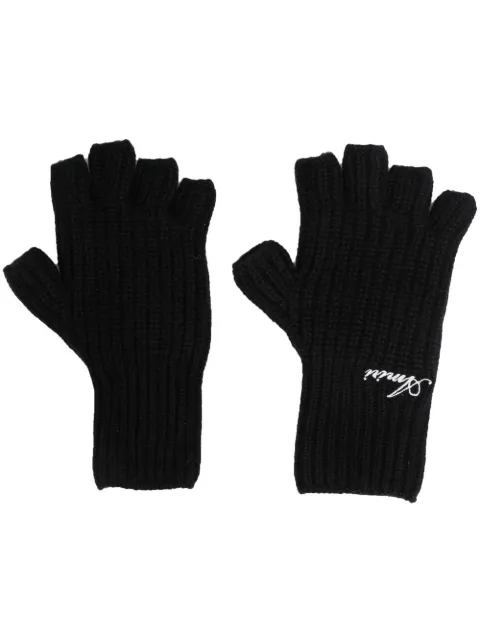 AMIRI logo-embroidered cashmere fingerless gloves Black AW22MSG001